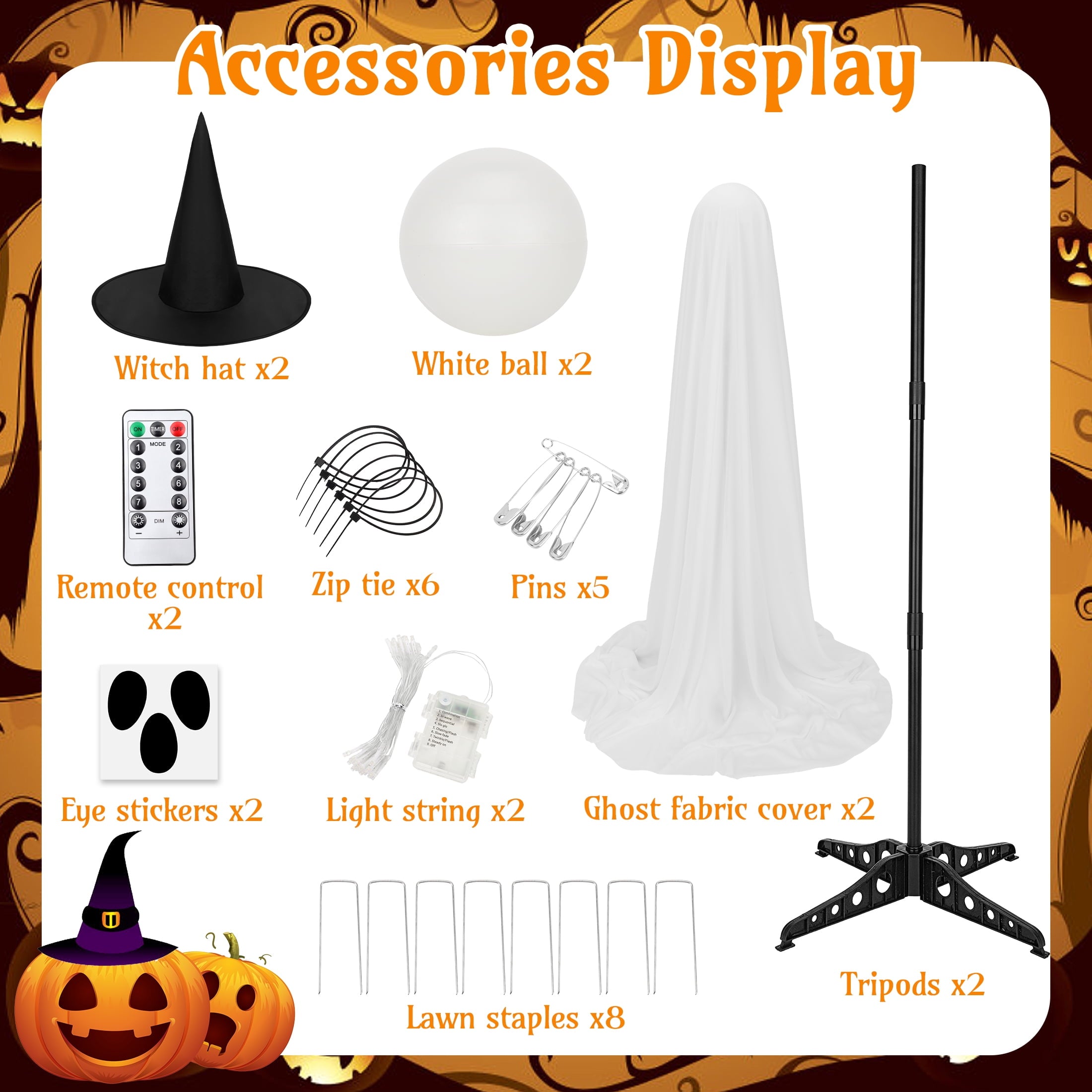 HiberyHom Halloween Ghost Decor, 2 Pack Early Halloween Decorations, 4.6 FT Light Up Ghost with Remote for Porches Yard Garden, Halloween Decorations Outdoor and Indoor
