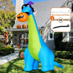 COMIN Halloween Inflatables 10 FT Tall Dinosaurs Eating Pumpkin Blow Up Yard Decoration with Built-in LED for Yard Garden Party Lawn