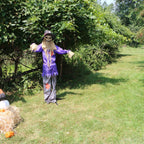 6 ft Standing Halloween Scarecrow Yard Decoration with LED Green Eyes, HHSCR-5FLS
