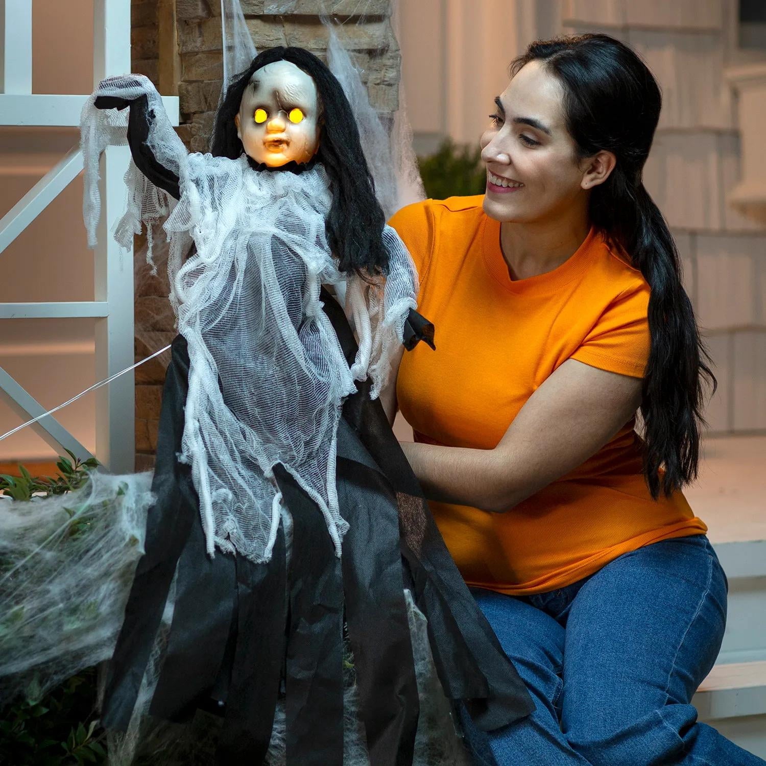 Light-Up Spooky Doll Yard Stake Halloween Decorations, Halloween, Home Decor, Yard Art, 3 Pieces