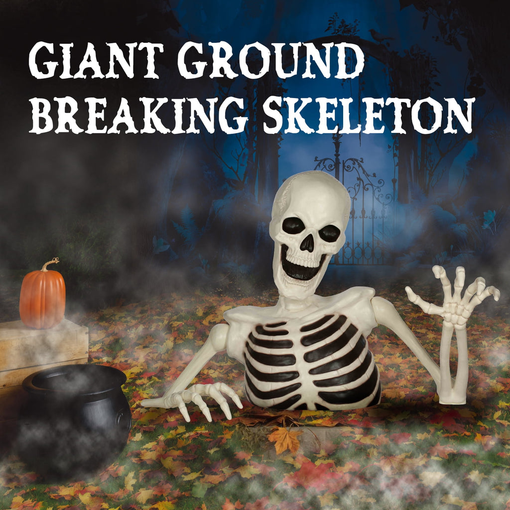48" Halloween Giant Groundbreaker Skeleton, Halloween Decoration for Outdoor Yard and Porch