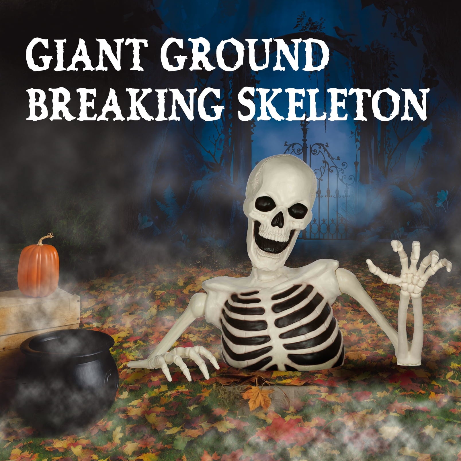 48" Halloween Giant Groundbreaker Skeleton, Halloween Decoration for Outdoor Yard and Porch