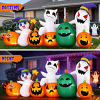 (2 pack) 7ft Long Halloween Inflatable with Lights,Pumpkin Ghost for Outdoor Decorations