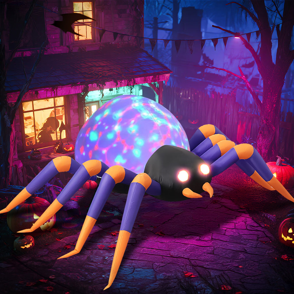 8 FT Halloween Spider Inflatables Outdoor Decorations, Blow Up Yard Decoration with Built-in LED Lights for Holiday, Party, Yard, Garden