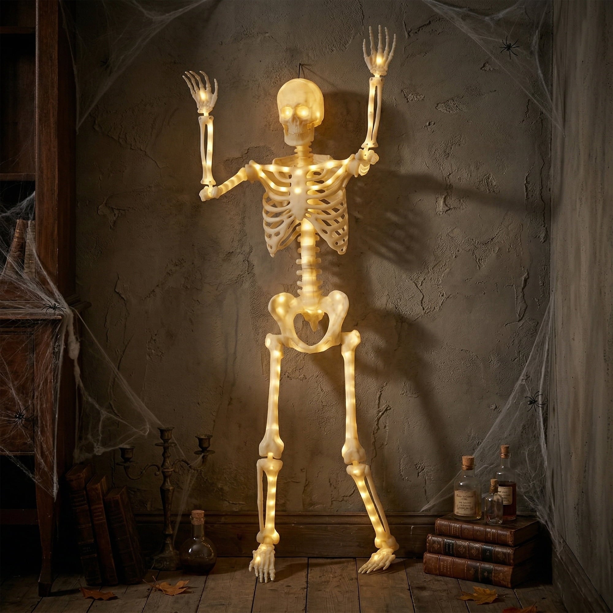 5-foot Poseable LED Illuminated Skeleton, Halloween Decoration