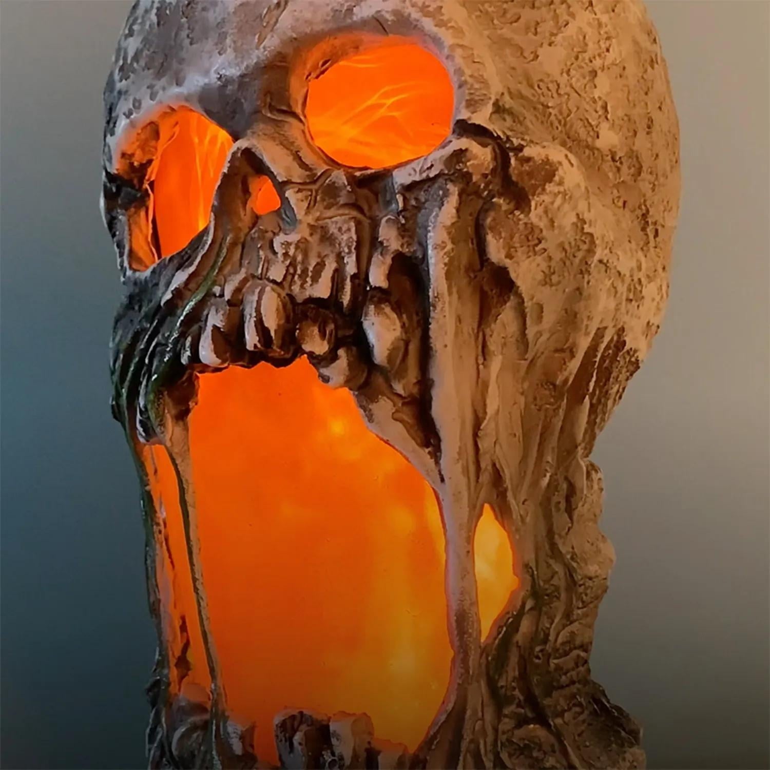 Tekky Toys 12" Light-Up Animated Flaming Rotted Skull Halloween Decoration