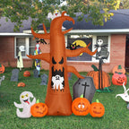 Coolmade 8 ft Halloween Inflatable Outdoor Dead Tree with Ghosts Pumpkins Tombstone Bat, Halloween Blow Up Yard Decorations Clearance with Build-in LED Lights for Holiday Party Lawn Yard Garden