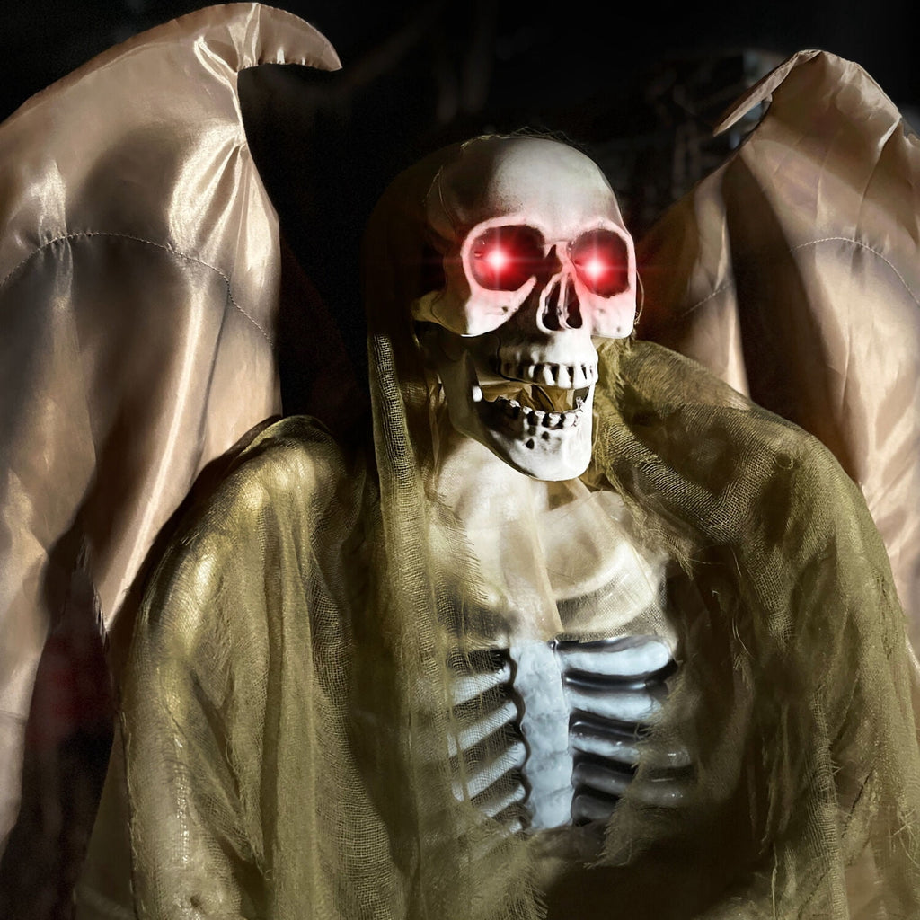 5.5 ft Life-size Animatronic Reaper with Wings, Halloween Decoration, HHWINGSKEL-4FLSA
