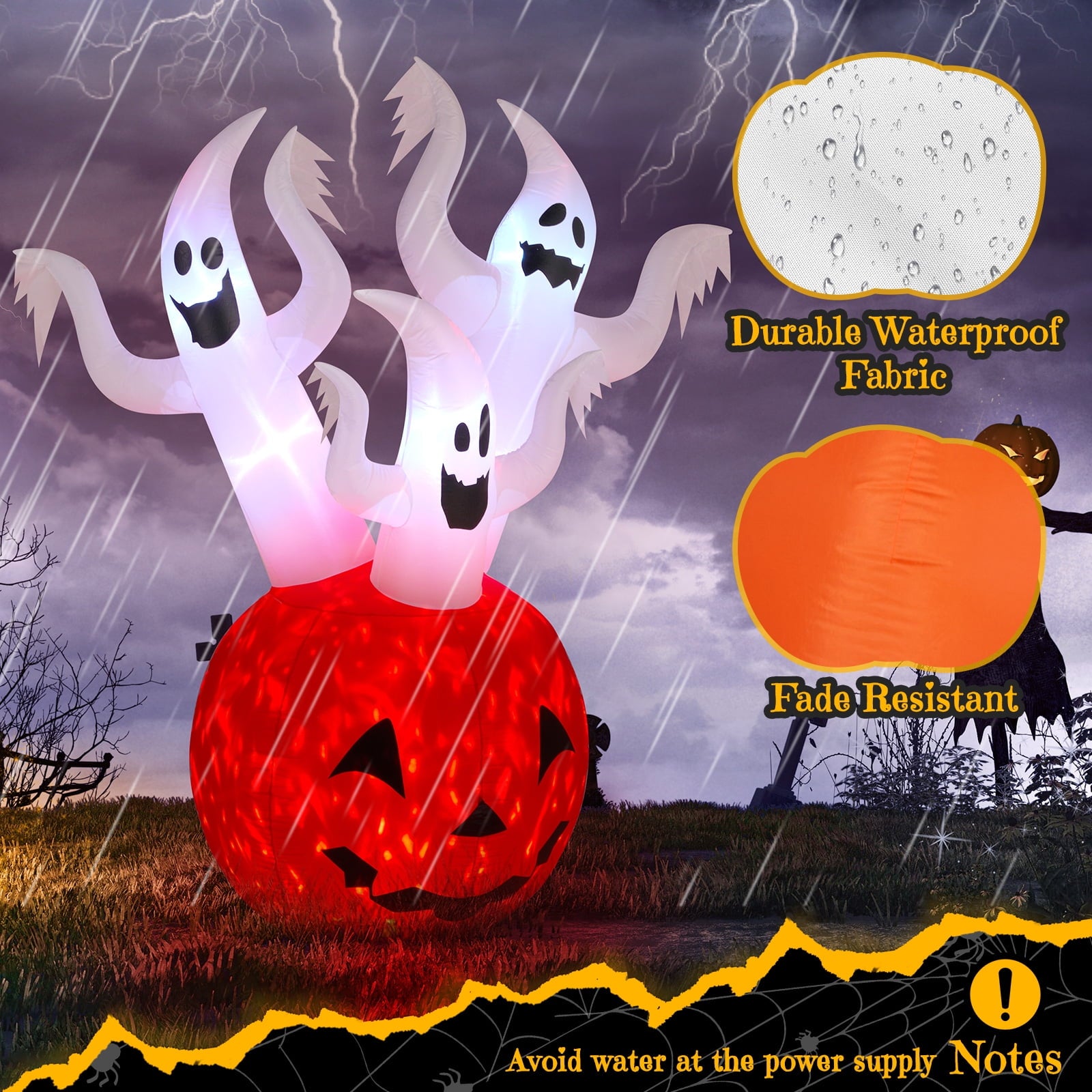 Halloween Ghost and Pumpkin Outdoor Halloween Inflatables for Patio Garden Decor