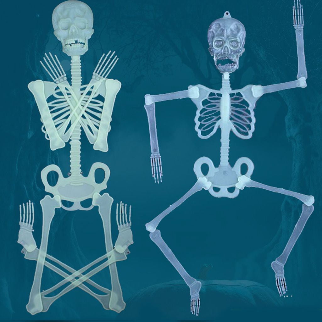 Deago 4 Pack Halloween Hanging Luminous Skeleton Decorations 5 Ft Full Body Glow-in-The-Dark Poseable Skeleton for Outdoor Yard Garden Hanging Halloween Props