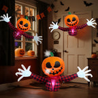 5 FT Halloween Inflatable Pumpkin Ghost  Outdoor LED Blow-Up Decoration with Giant Arms, Light-Up Eyes, Waterproof Yard Decor for Lawn and Garden