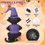 Toiyjofe 6ft Halloween Inflatable Black Cat with Jack-o'-Lantern & LED Lights, Trick-or-Treat Yard Decoration with Witch Hat for Outdoor Lawn & Porch