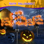 2 packs 40 LEDs Solar Halloween Pumpkin Stake Lights, 2 Modes Outdoor Waterproof Halloween Decorations, Solar Halloween Lights Stakes for Garden Yard Pathway