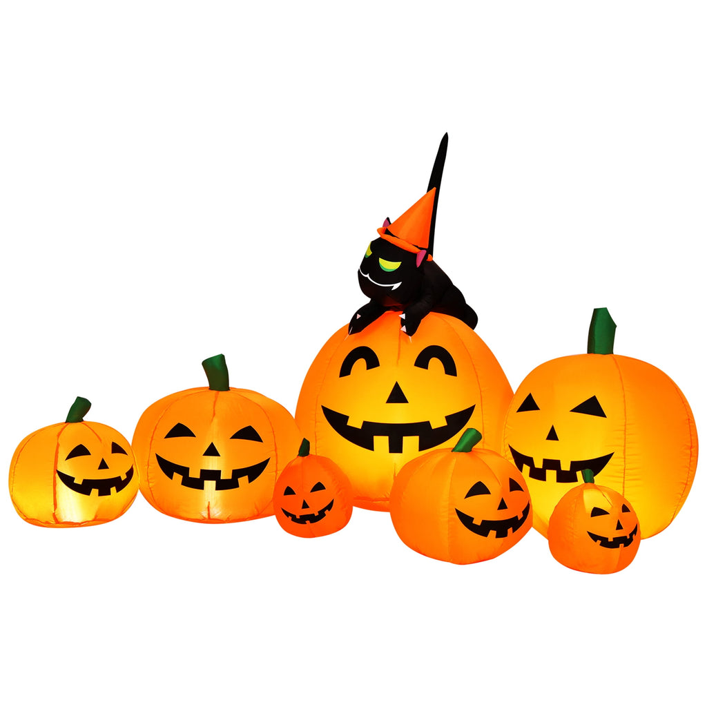 Gymax Inflatable Pumpkin Combo Halloween Decoration 7.5ft Length w/ LED Lights