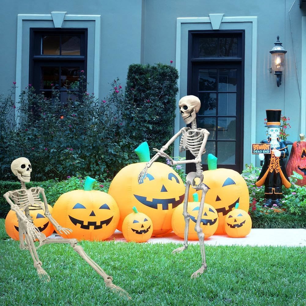 35" Halloween Skeleton Decoration  3 ft Body with Posable Joints for Indoor & Outdoor Yard Patio Lawn Garden Haunted Party Decor