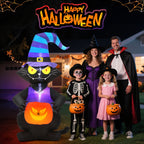 Toiyjofe 6ft Halloween Inflatable Black Cat with Jack-o'-Lantern & LED Lights, Trick-or-Treat Yard Decoration with Witch Hat for Outdoor Lawn & Porch