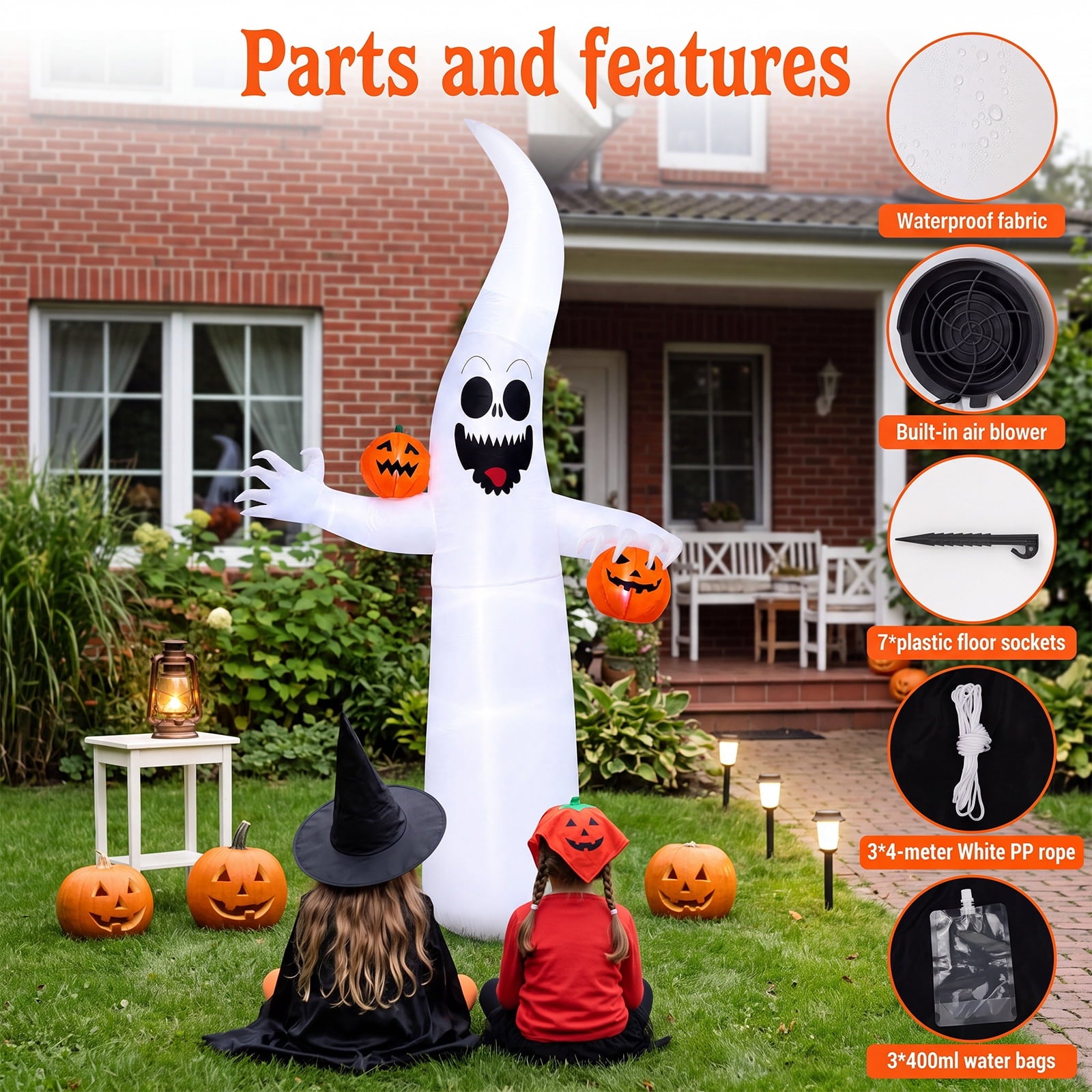 VETPW Halloween Inflatable, 10 FT Giant Ghost Pumpkin Arch Inflatable Decoration with LED Light for Outdoor, Holiday, Party, Yard, Garden Patio Lawn Outside Decor