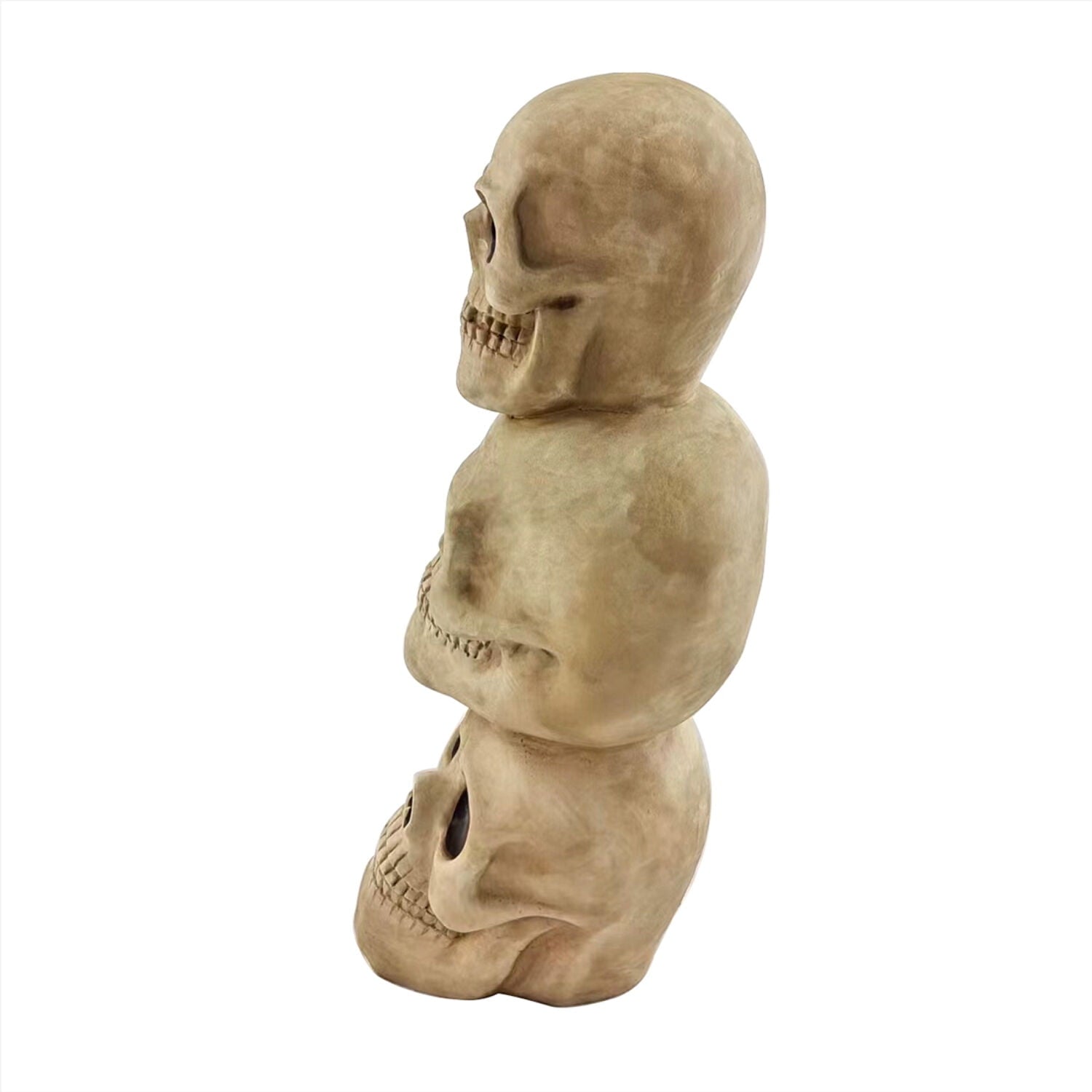 37" Skull Stack Statue with LED Eyes, Halloween Decor, HHMG036-1SKL-NAT