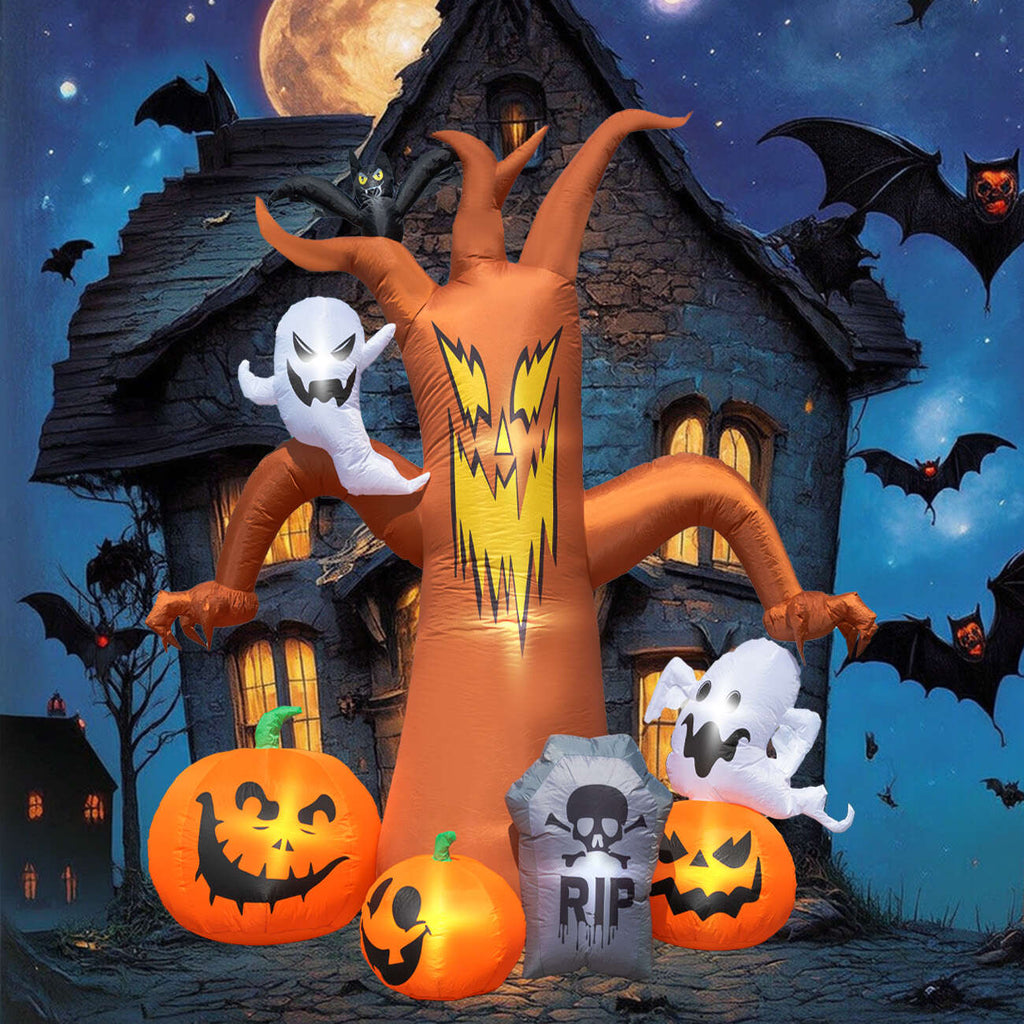Coolmade 8ft Halloween Inflatables Decorations Inflatable Dead Tree Outdoor Decorations with LED Lights Built-in Blow Up Yard Decoration Pumpkin Ghost for Halloween Outdoor
