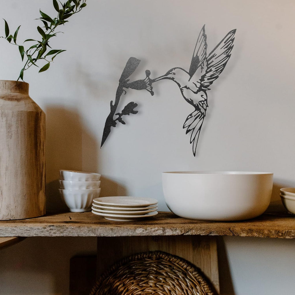 Metal Hummingbird Enchanting Outdoor Metal Wall Art - Gothic Decorations - Gifts, Garden & Patio - Unique Yard Ornament - 3D Wall Art