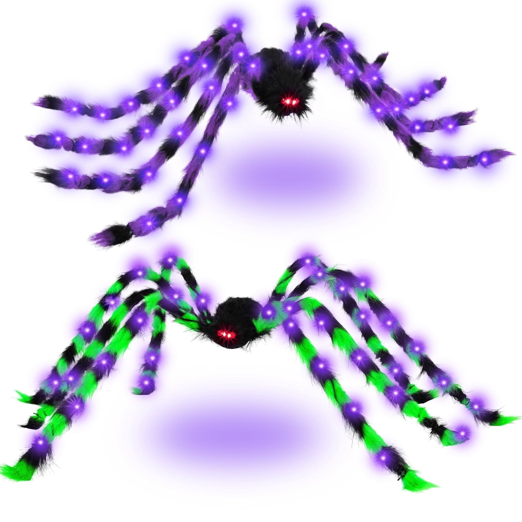 Halloween Decorations Outdoor, 5Ft Giant Spider Light Up Spider, 2 Pack Scary Large Halloween Spider Decor for Home Party Favor Yard Decor