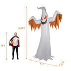 12FT Halloween Inflatables Ghost Outdoor Halloween Decoration w/ Scary Flames,4pcs LED Lights