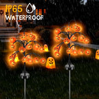 2 packs 40 LEDs Solar Halloween Pumpkin Stake Lights, 2 Modes Outdoor Waterproof Halloween Decorations, Solar Halloween Lights Stakes for Garden Yard Pathway