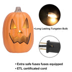 16in Pre-lit Halloween Pumpkin Jack O' Lantern with Bulbs for Porch, Front Door, Fireplace, Outdoor Decor