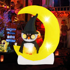 Costway 4.3 x 5.1 ft Inflatable Owl on Moon LED Lighted Halloween Decoration w/ Large Moon & Wizard Owl w/ Stakes & Sandbags