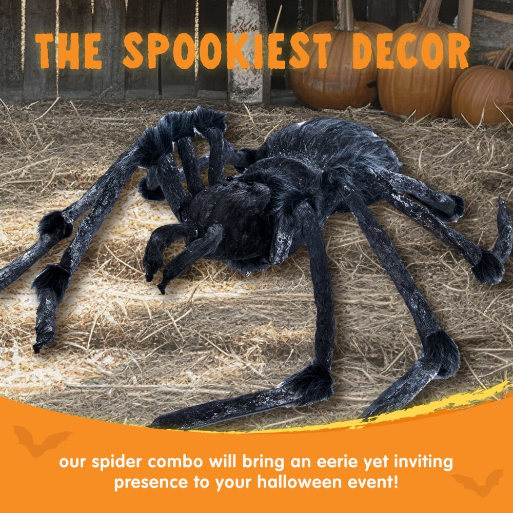 45inch Giant Spider Halloween Decorations,Scary Spider Halloween Outdoor Party Decorations Props Halloween Yard Decorations,Black
