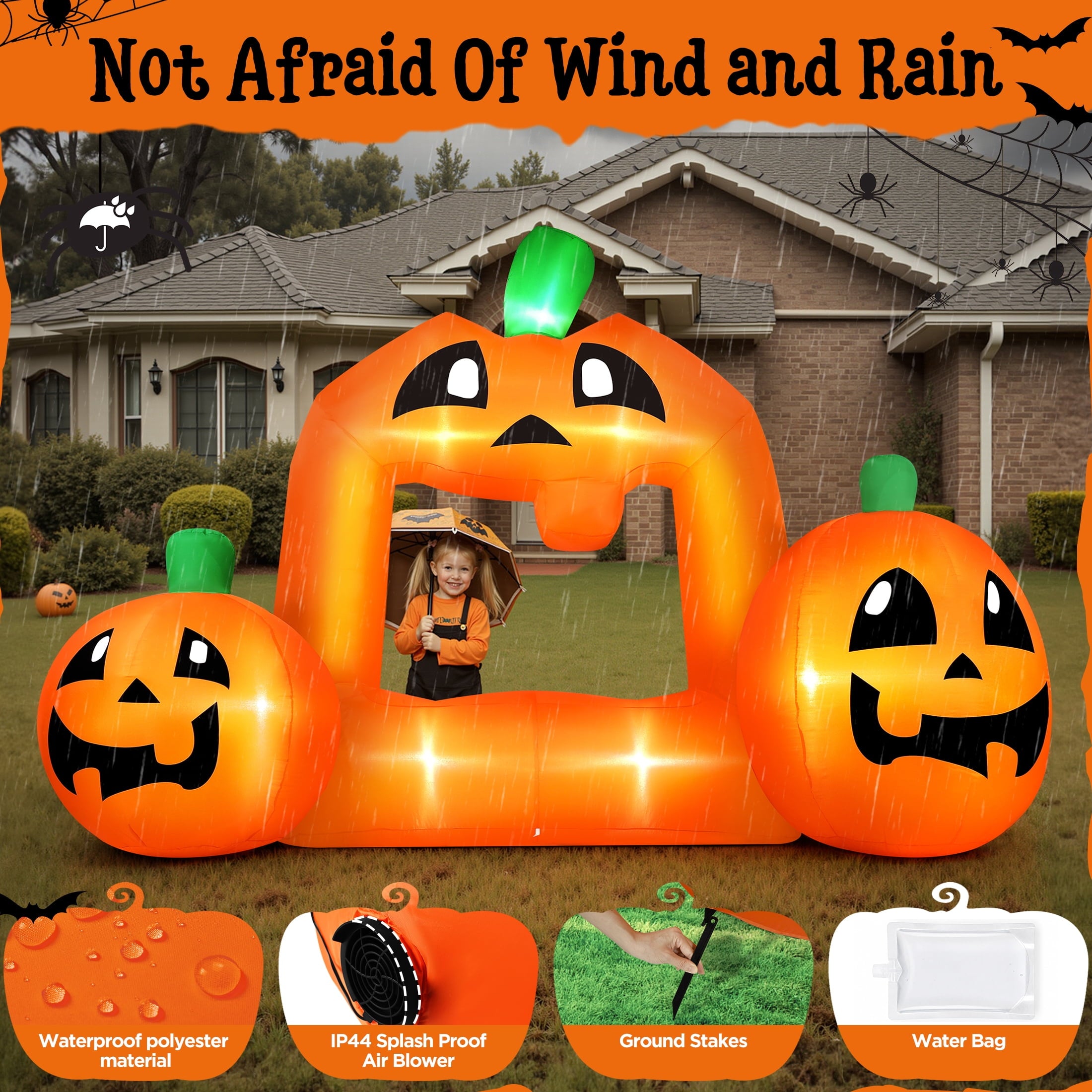 8.5FT Halloween Inflatable,Pumpkin Photo with Lights for Party Yard Decorations