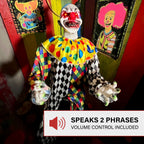 5.9 ft Voice & Sound-Sensor Clown on Tricycle Halloween Animatronic, HHTRIBKCLOWN-1FLSA