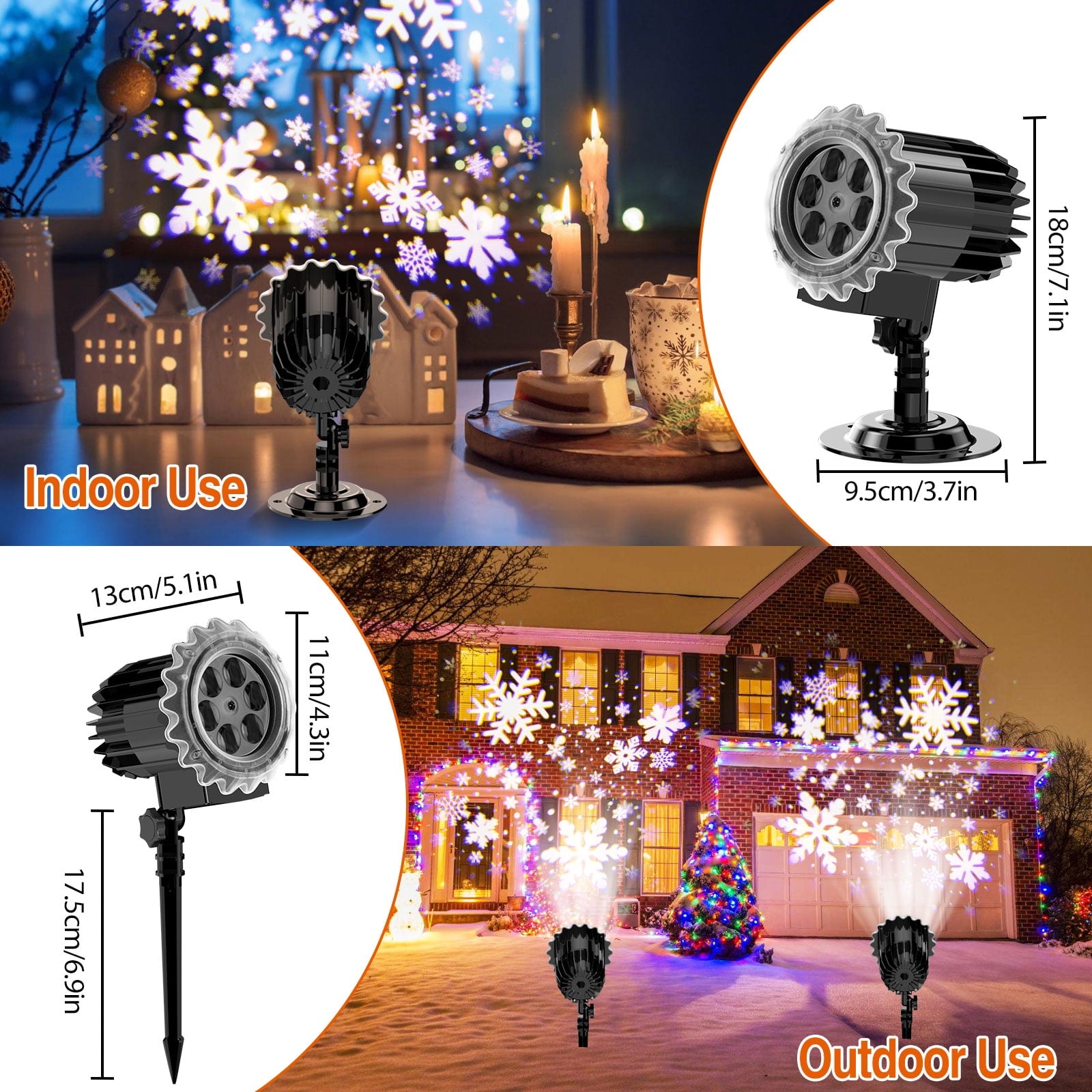 Outdoor high brightness snowflake projection light, holiday decoration ambient light, Christmas Halloween laser light, light show, waterproof function, indoor home, Christmas, wedding Mother's Day