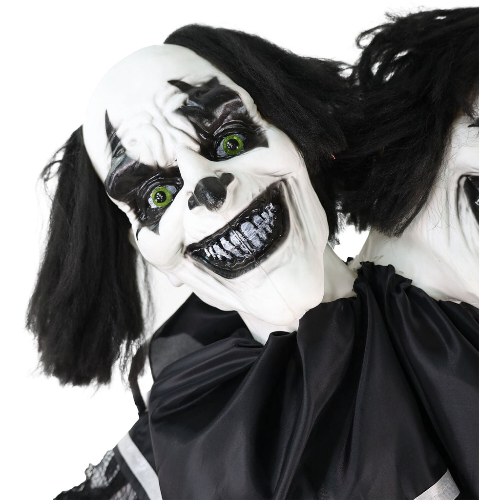 Lifesize 5.5 ft Animatronic Two-Headed Clown with Lights and Sound, Indoor/Outdoor Halloween Decoration, HHCLOWN-37FLSA