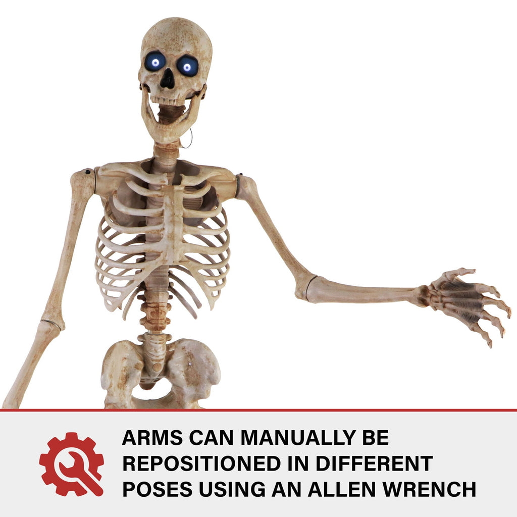 8 ft Tall Motion-Activated Towering Skeleton, Premium Talking Halloween Animatronic Decoration, Plug-In, HHTWRSKEL-2FLSA