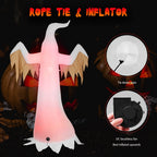 VIVOHOME 8ft Height Halloween Inflatable White Ghost with Red Rotating Led Lights Blow up Outdoor Lawn Yard Decoration
