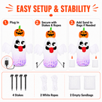 6FT Halloween Inflatable Ghost with Pumpkin Head, Light-Up Blow Up Outdoor Yard Decoration with White and RGB LED Lights