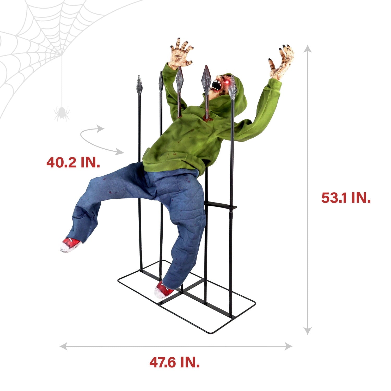 4.4 ft Voice-Sensor Impaled Zombie Halloween Animatronic, HHIMPZOMB-1FLSA