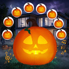 5 Ft Tall Halloween Inflatable Pumpkin,Blow Up Pumpkin with Projector Face and Music Lights,Outdoor Decorations for Yard,Garden,Lawn,Party