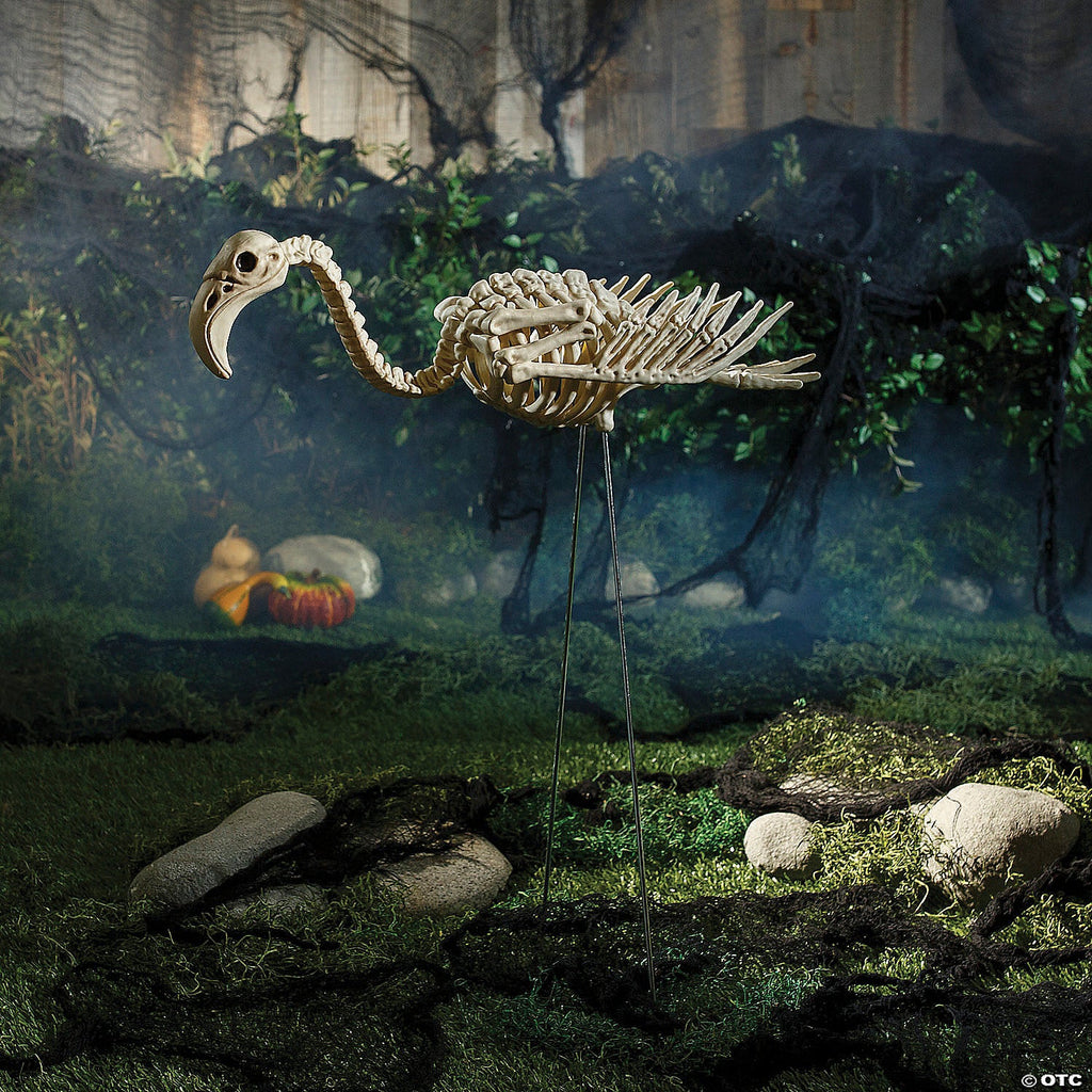 27" Flamingo Skeleton Halloween Decoration