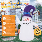 Costway 6 Ft Halloween Inflatables Cute Ghost with Jack-O-Lantern & Witch Hat