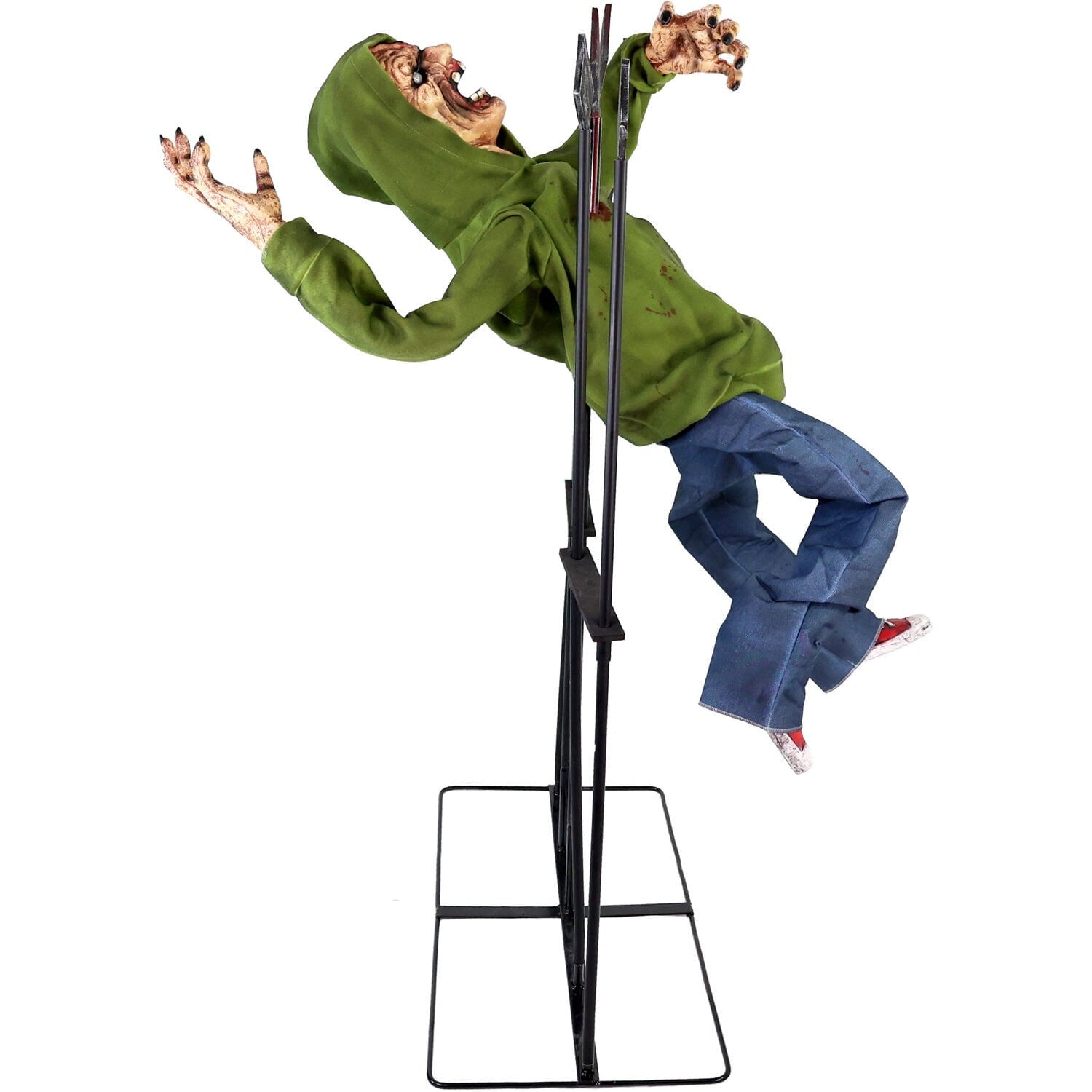4.4 ft Voice-Sensor Impaled Zombie Halloween Animatronic, HHIMPZOMB-1FLSA