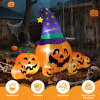 8.7FT Halloween Inflatable Pumpkin Set, 7-Pumpkin Outdoor Decoration with Witch Hats and LED Lights for Yard, Garden, Lawn