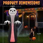 12 FT Halloween Inflatables Ghost Outdoor Halloween Decoration w/ Pumpkins Head
