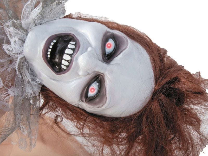 4 Ft. 3 1/4" Animated Life-Size Bent Backwards Creepy Lady Halloween Decoration