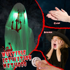 4.5ft Hanging Ghost Animated Halloween Decoration Creepy Halloween Skeleton w/ Pre-Recorded Screaming, LED Eyes
