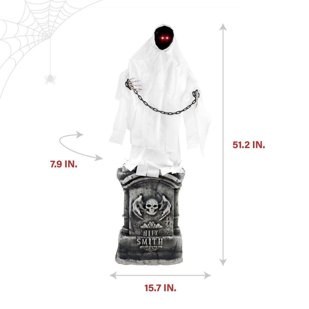 4.3 ft Touch-Activated Animated Spectre on Tomb Halloween Accessory, HHRPRTOMB-1FLSA
