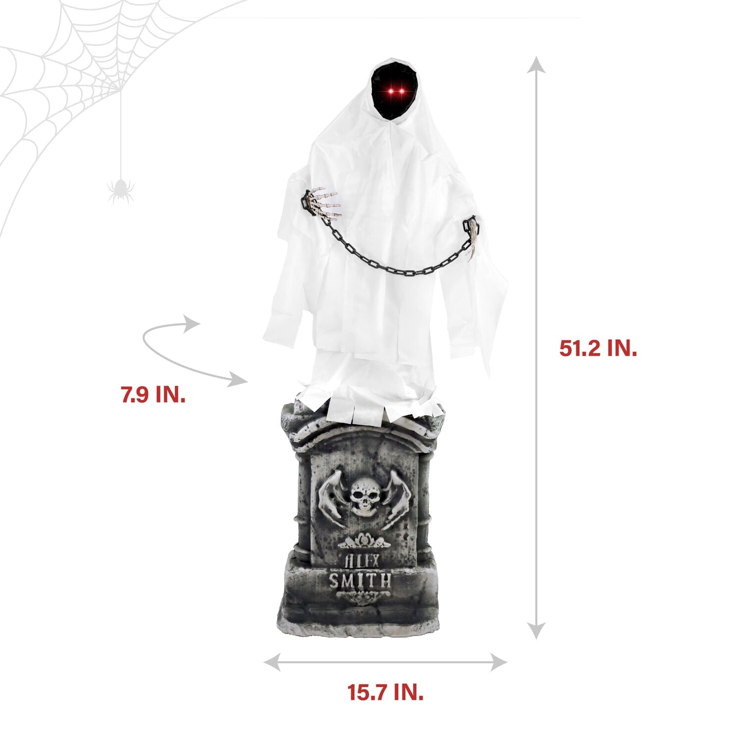4.3 ft Touch-Activated Animated Spectre on Tomb Halloween Accessory, HHRPRTOMB-1FLSA