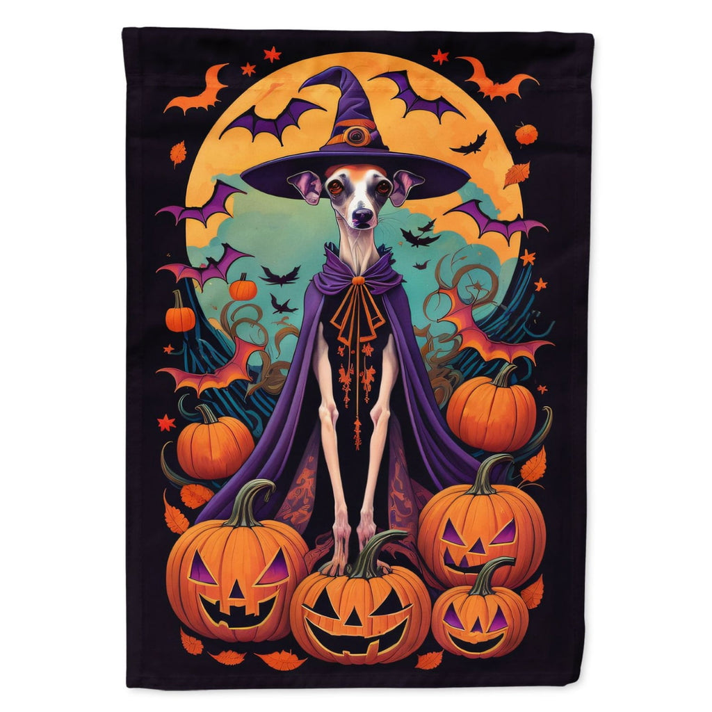 Halloween Italian Greyhound Dog House Flag 28x40IN Double-Sided Polyester Decorative Sleeve Pole Flag for Outdoor Home Garden