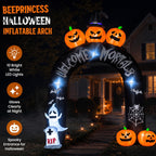 10FT Halloween Inflatable Arch for Outdoor Decor, LED Lighted Scary Archway with Ghost & Pumpkin, Blow Up Yard Decoration for Haunted Party Graveyard